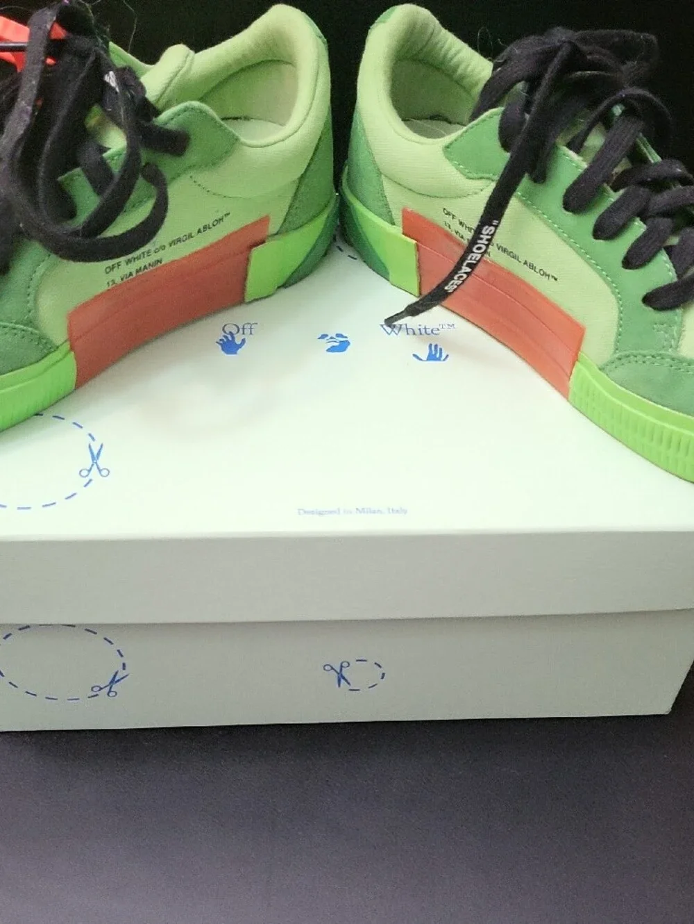 Off-White Green and Black Low-Top Sneakers
